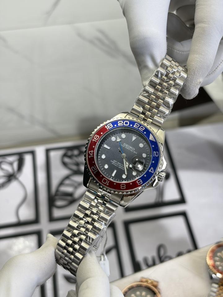 SEIKO GMT MASTER 2 SWISS MOVEMENT LIKE AUTO BUTTERFLY LOCK 1021