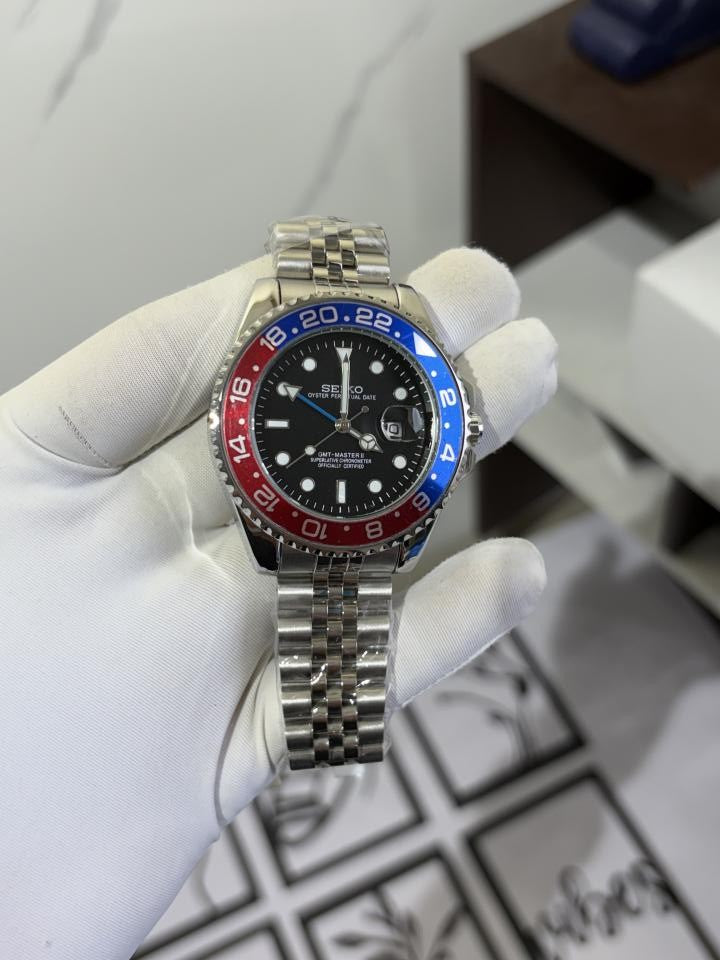 SEIKO GMT MASTER 2 SWISS MOVEMENT LIKE AUTO BUTTERFLY LOCK 1021
