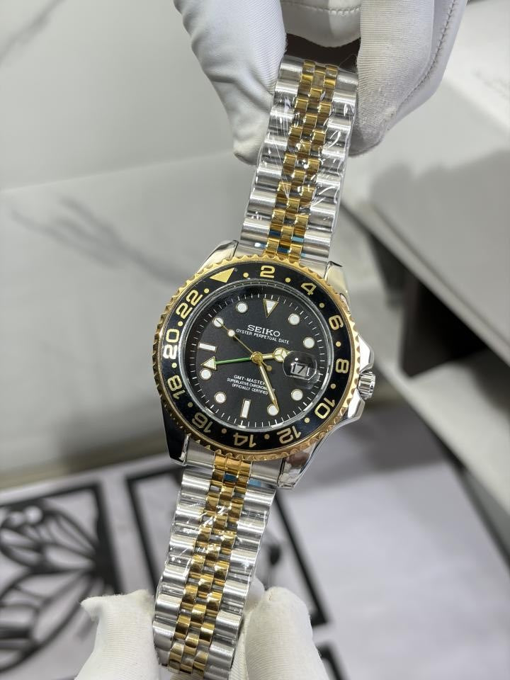 SEIKO GMT MASTER 2 SWISS MOVEMENT LIKE AUTO BUTTERFLY LOCK 1022