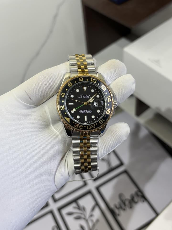 SEIKO GMT MASTER 2 SWISS MOVEMENT LIKE AUTO BUTTERFLY LOCK 1022