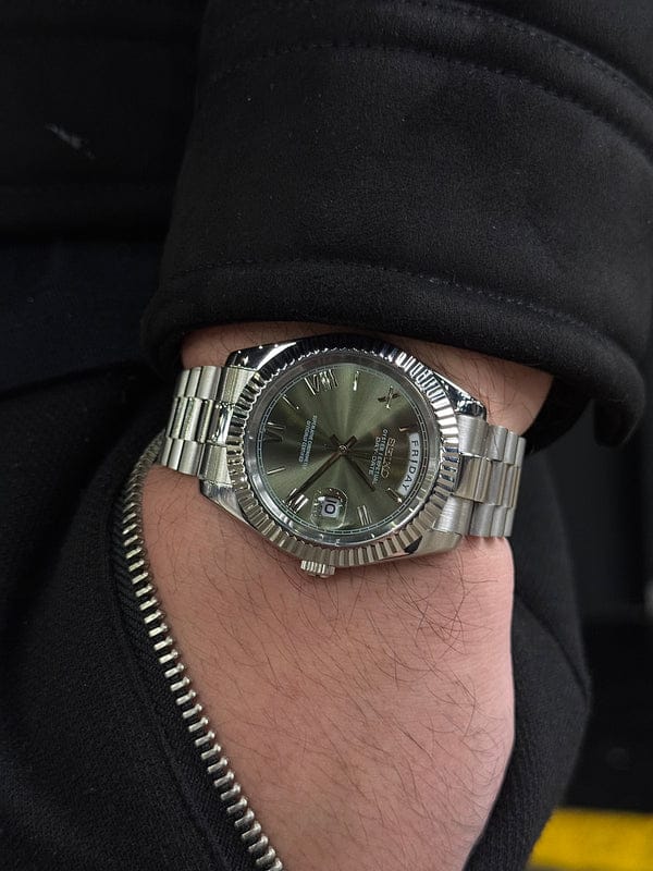 Seiko Oyster Perpetual Day Date Movment Like Automatic Silver-Green