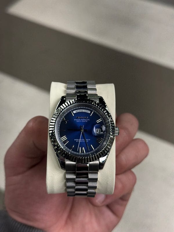 Seiko Oyster Perpetual Day Date Movment Like Automatic Silver-Blue
