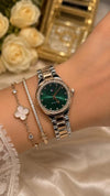 Tommy Hilfigher Women Rosegold Two Tone Green Dial