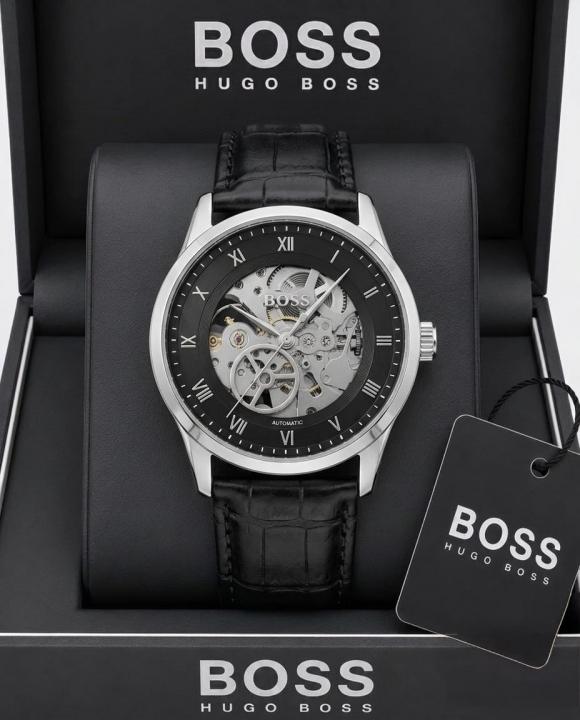 BOSS Principle Skeleton Mens Automatic black and silver