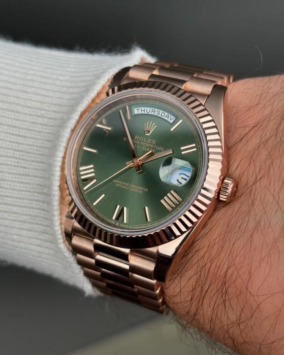 Rolee_x Oyster Perpetual Day Date 40 Battery Copper Green