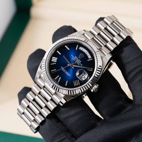 Rolee_x Oyster Perpetual Day Date 40 Battery Silver-Blue