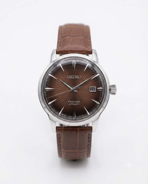 Seiko Presage Automatic Leather Silver   Dial