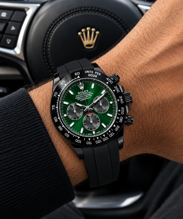 Roleex Daytona Rubber Green Dial Black Tone