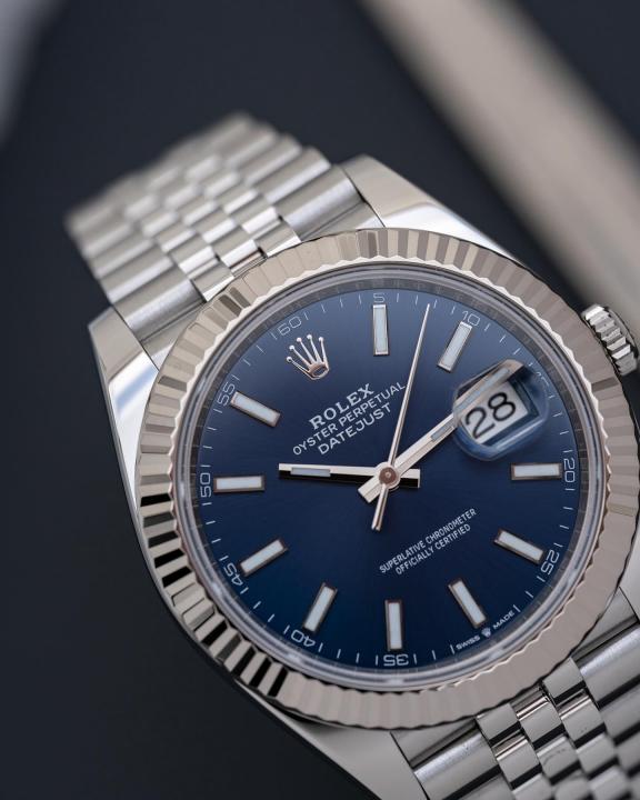 Rolee_x Oyster Perpetual Date Just Silver Blue