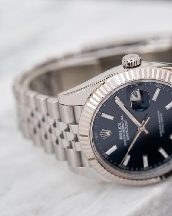 Rolee_x Oyster Perpetual Date Just Silver Blue