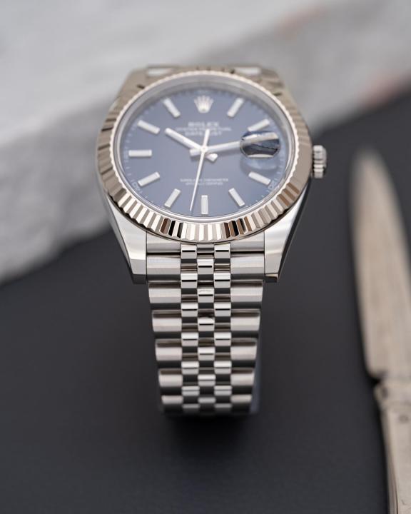Rolee_x Oyster Perpetual Date Just Silver Blue