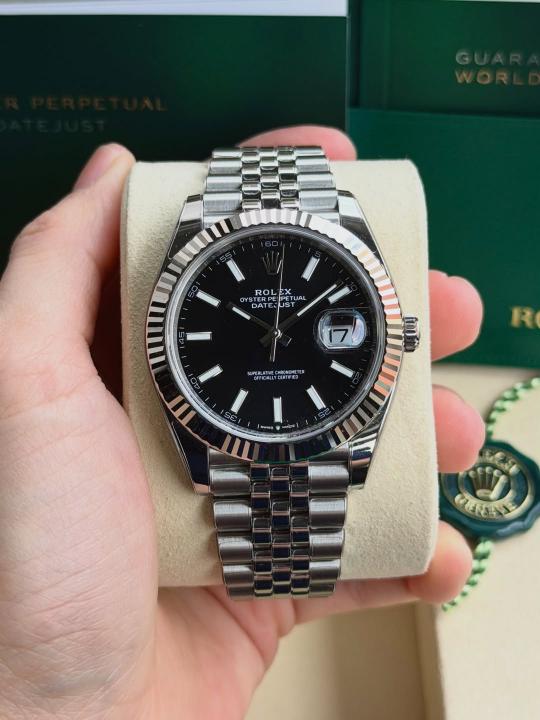 Rolee_x Oyst uuer Perpetual Date Just Silver-Black