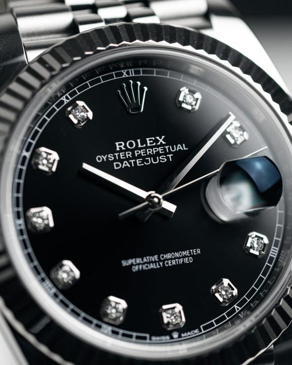 Rolee_x Oyster Perpetual Date Just Diamond Silver-Black-Diamond