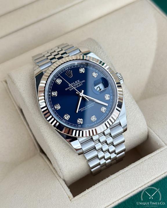 Rolee_x Oyster Perpetual Date Just Diamond Silver-Blue-Diamond
