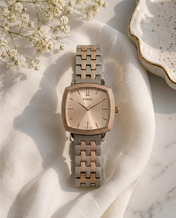 Fossii_l x Nick Jonas Ladies 2Ton Rose Gold Pink