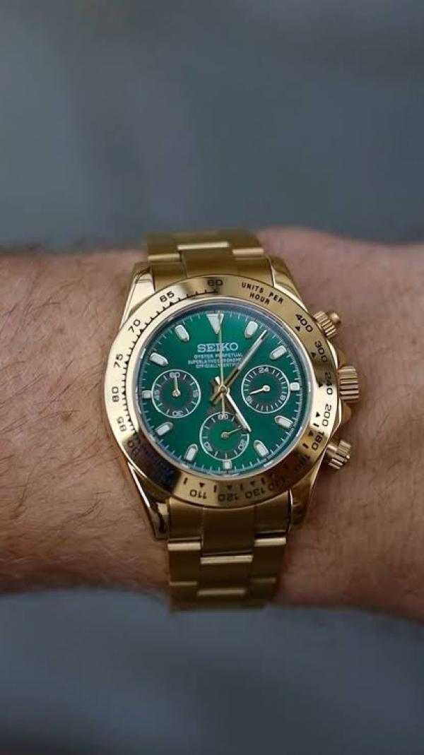SEIK O MOD DAYTONA GOLD GREEN 1032