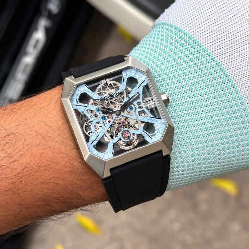 BELL & ROSS AUTOMATIC SILVER-SKY-BLUE