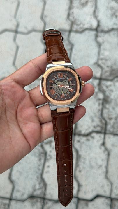 Patee_k Philippe nautilus skeleton automatic open heart open back best premium leather