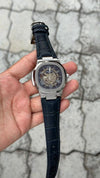 Patee_k Philippe nautilus skeleton automatic open heart open back best premium leather Blue silver