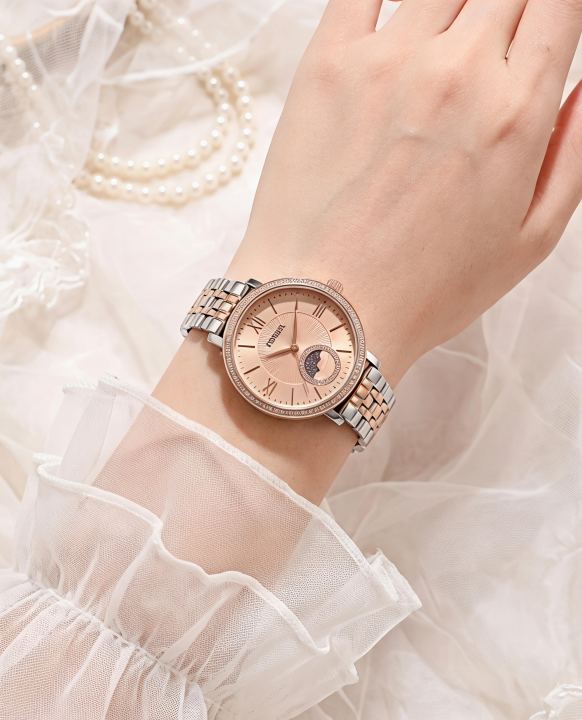 Fossii_l Jacqueline Sun Moon Multifunction 2Ton Rose Gold Pink