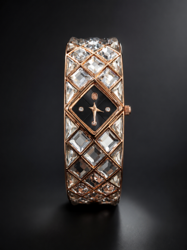 SWAROVSK CURIOSA CRYSTAL BRACELET WATCH ROSE BLACK 595