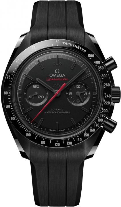 Omegg_a Speedmaster Dark Side of the Moon black white Red niddle
