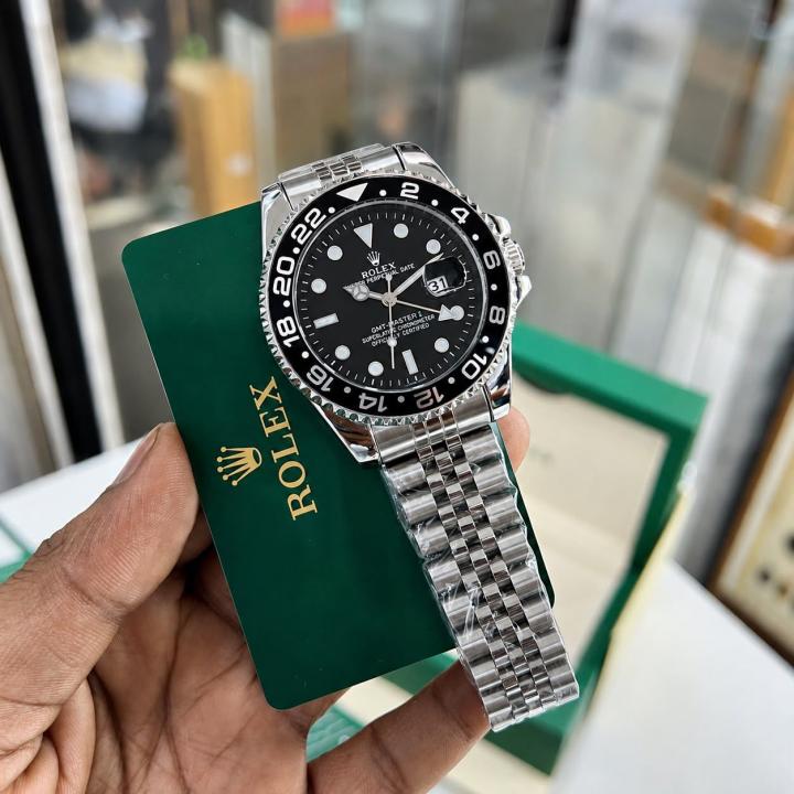 Roleex Men GMT Master ll Silver Black