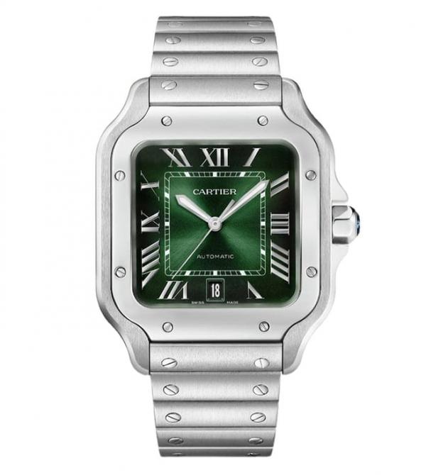 Cartiie_r Santos Automatic silver green
