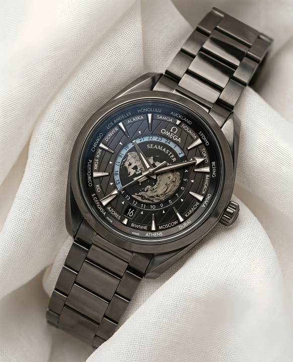 Omegg_a Seamaster Aqua Terra GMT  Worldtimer Full Black