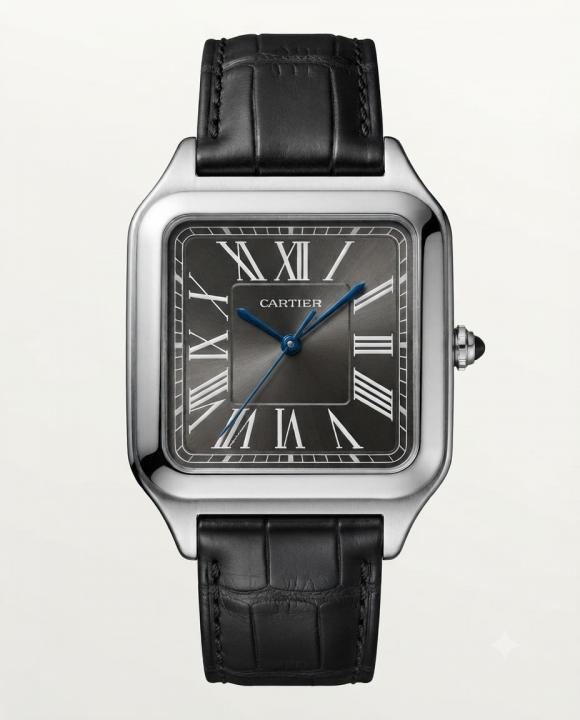 Cartiee_r Santos Dumont Square Silver Black Dial