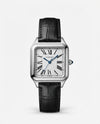 Cartiee_r Santos Dumont Square Black Silver White Dial