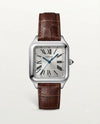 Cartiee_r Santos Dumont Square Brown Silver White Dial