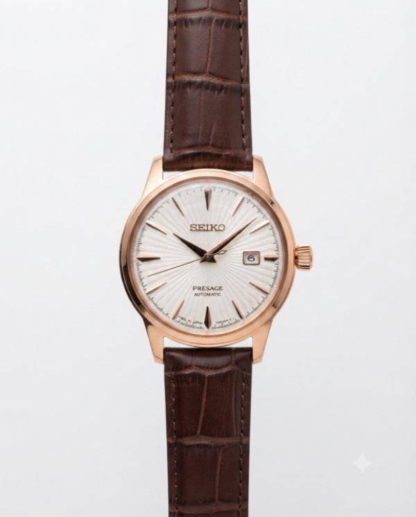 Seiko Presage Automatic Leather copper White Dial