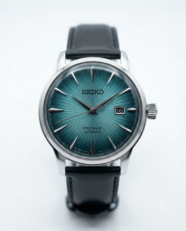 Seiko Presage Automatic Leather Silver sky Blue   Dial