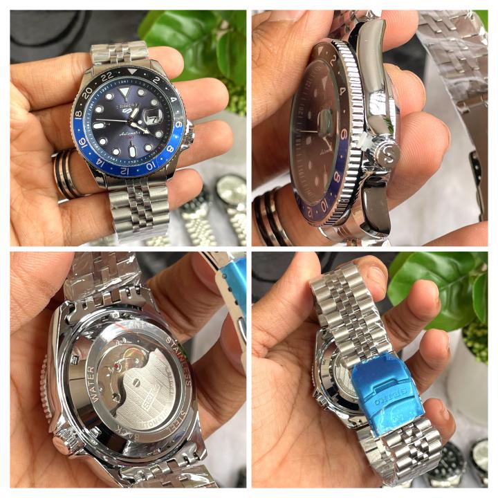 Seiko Sports GMT Open Back Silver Blue AT438
