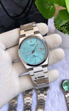 TISSSOT PRX SILVER SKYBLUE TEXTURE DIAL AT358