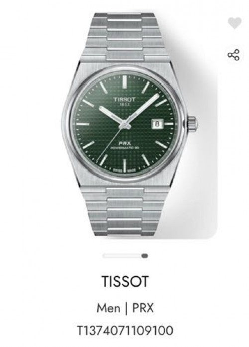 Tissot Prx Powermatic 80 40mm Green Authentic Store Quality