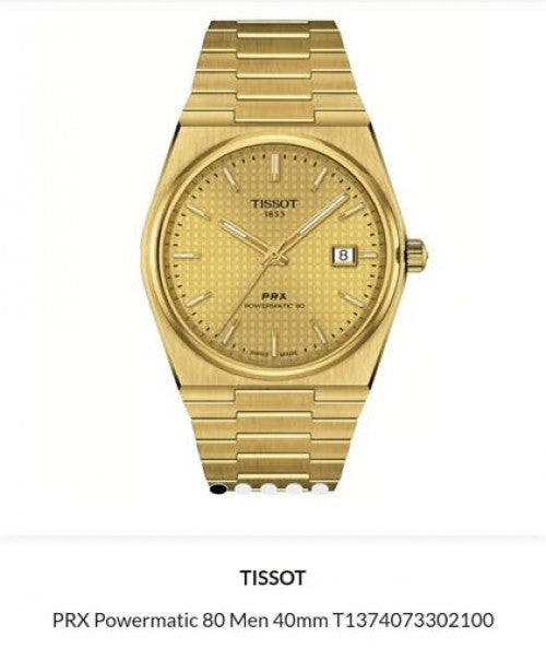 Tissot Prx Powermatic 80 40mm Gold Authentic Store Quality