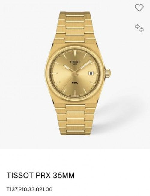 Tissot PRX 35mm Gold Quartz Authentic Store Quality