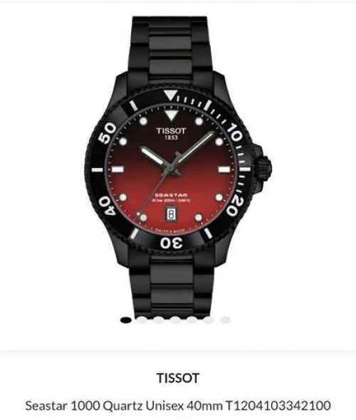 Tissot Seastar 1000 Quartz Gradient Red Authentic Store Quality