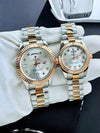 Roleex Couple White Dial Two Tone Day Date Rosegold