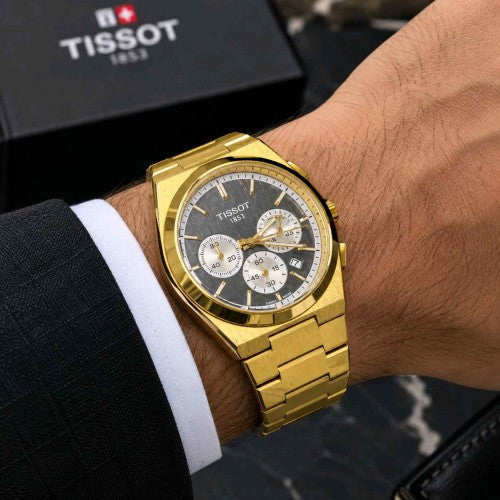 Tissoot_PRX Chronograph Gold black F174
