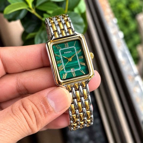 FOSSSIL_LADIES_GOLD-TT-GREEN