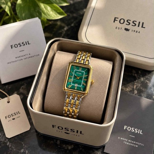 FOSSSIL_LADIES_GOLD-TT-GREEN