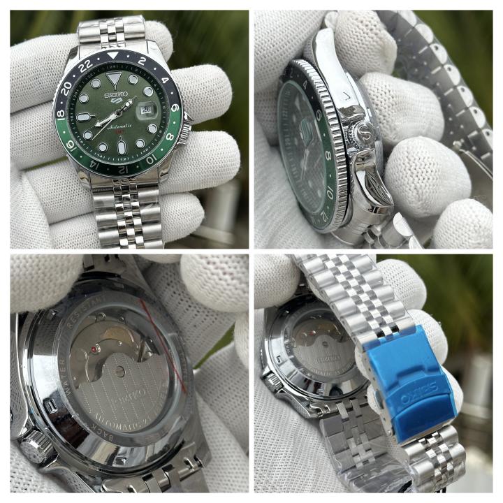 Seiko Sports GMT Open Back Silver Green AT438