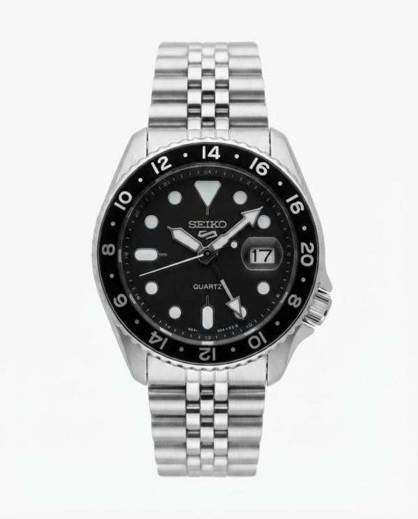 Seiko Gmt Master silver Black Dial