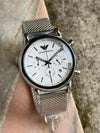 SALEAT EMPORIO ARRWA%! AR1968 SILVER WHITE DIAL 311