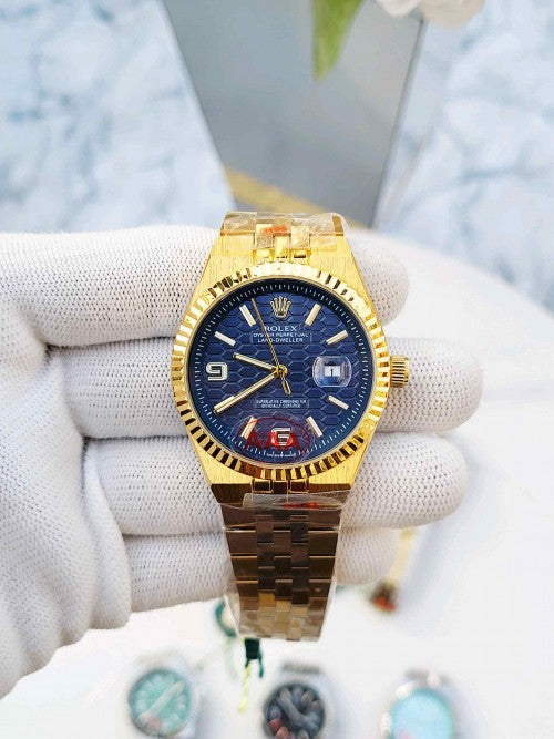 Rollex Land Dweller Gold Blue Dial AT381