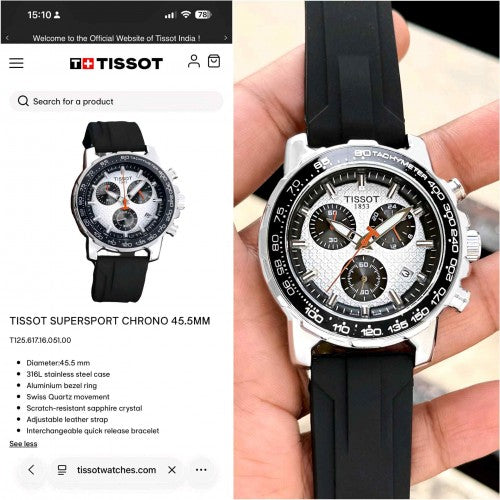 Tisot Supersport Chronograph black white dial F1018