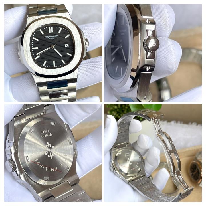 Patek Philipe Nautilus  Premium Quartz Silver Black AT470